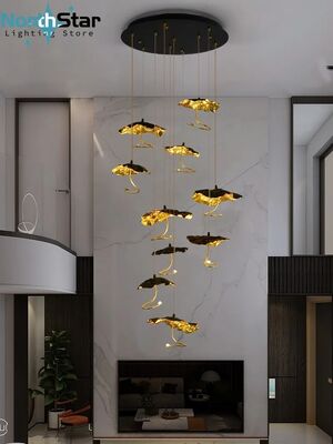Luxury Designer Copper Lotus Leaf Chandeliers Lotus Leaf Pendant Lamp  (WH-NC-151)