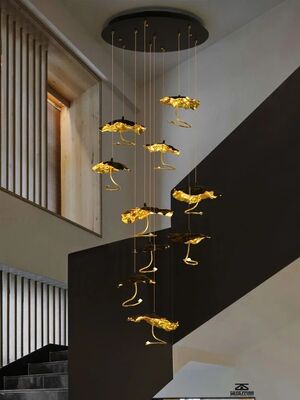 Luxury Designer Copper Lotus Leaf Chandeliers Lotus Leaf Pendant Lamp  (WH-NC-151)