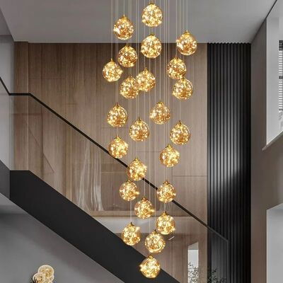 Modern Glass Ball LED Pendant Lights Staircase Chandelier (WH-NC-154)