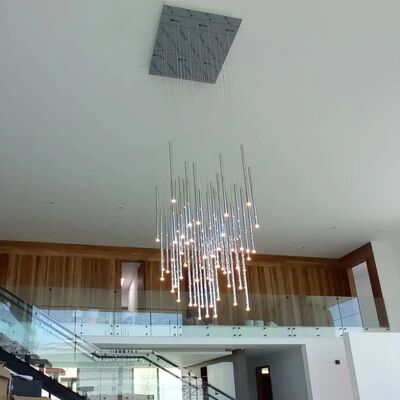 Circular Tube Chandelier Minimalist Lighting Chrome Gold Hanging Type Long Chandelier(WH-NC-164)