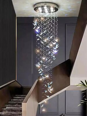 Butterfly Crystal Chandelier Living Room Crystal Staircase Pendant Light Indoor Large LED Lights(WH-NC-165)