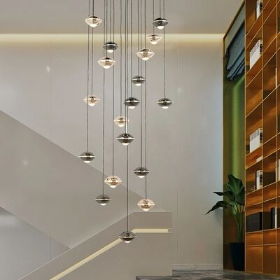 Dropshipping Villa LOFT Staircase Pendant Lights Long Cable Hanging Aluminum ball droplight (WH-NC-168)