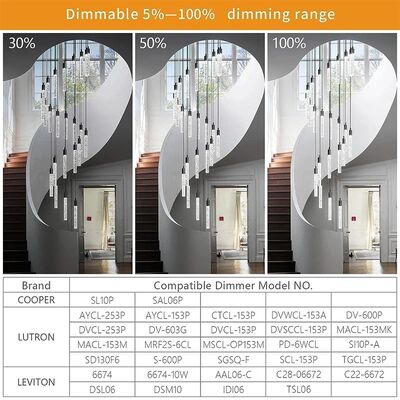 Staircase Chandelier Hanging Cable Crystal Pillar Droplight Dimmable Suspension Light (WH-NC-170)