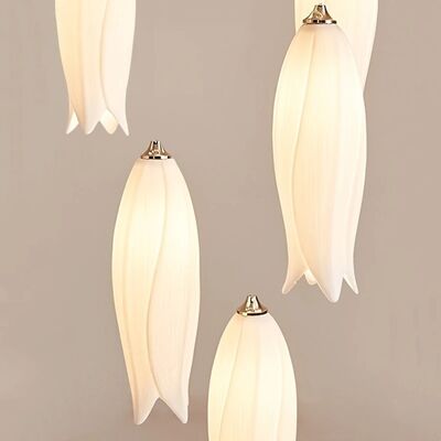 Nordic Ceramic Tulip Staircase Chandelier Multi Heads Pendant Lamp(WH-NC-171)