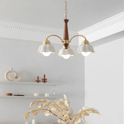 Modern Nordic Pendant Lamp Home Decor Lustre Ceramic Flower Lampshade Led Light Swedish Modern Brass Chandelier(WH-MI-468)