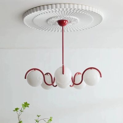 Minimalist Bedroom Study Dining room Light Nordic Magic Bean Glass Pendant Light Reedway Curve Linear Chandelier(WH-MI-472)