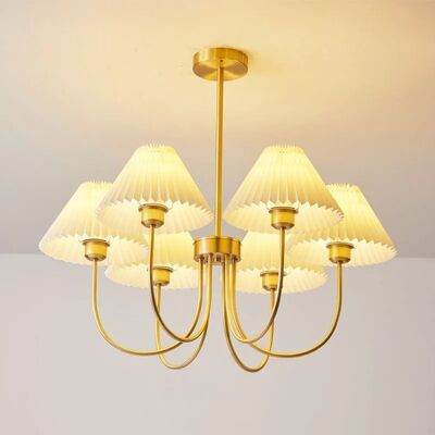 kitchen Bar Cafe Pleated Paper hanging Lighting Restaurant fold paper lampshade LED Chandelier Lighting Lenore Pleated Chandelier(WH-MI-476)