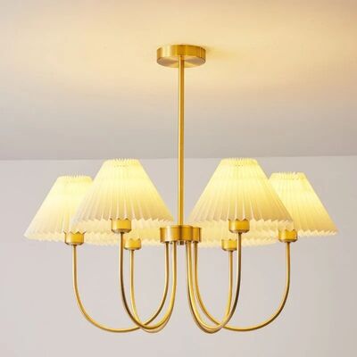 kitchen Bar Cafe Pleated Paper hanging Lighting Restaurant fold paper lampshade LED Chandelier Lighting Lenore Pleated Chandelier(WH-MI-476)
