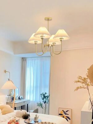 kitchen Bar Cafe Pleated Paper hanging Lighting Restaurant fold paper lampshade LED Chandelier Lighting Lenore Pleated Chandelier(WH-MI-476)