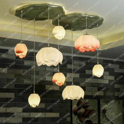 Modern New Chinese Style Chandelier Pastoral Dining Room Living Room Simple Classical Decorative Creative Lotus Lamps (WH-MI-478)