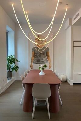 LED Postmodern Golden White Designer Chandelier Lighting Flexible Linear Curve Chandelier(WH-MI-485)