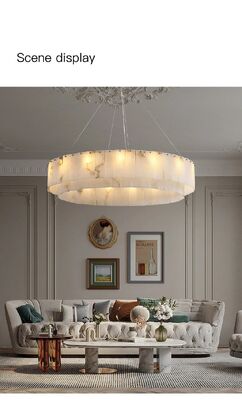 Plafond Lighting For Bedroom Living Room Modern Luxury Round LED Hanging Pendant Lamp Marble Chandelier Rock Alabaster Chandelier(WH-MI-486)