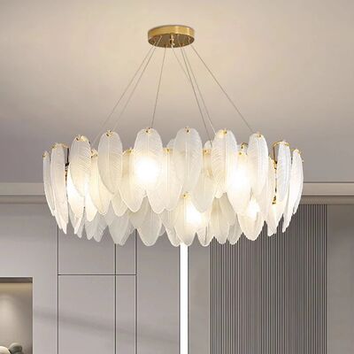 Nordic home decor dining room Pendant lamp lights indoor lighting Ceiling lamp hanging light Glass Feather Chandelier(WH-MI-487)