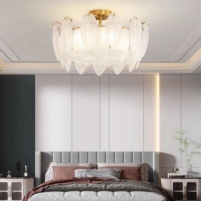 Nordic home decor dining room Pendant lamp lights indoor lighting Ceiling lamp hanging light Glass Feather Chandelier(WH-MI-487)