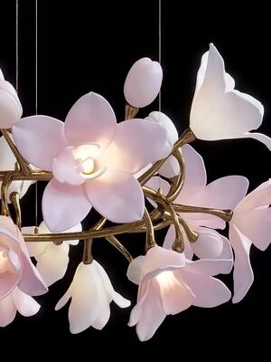 Modern Copper Magnolia flower chandelier Circular Blossom Chandelier (WH-MI-491)