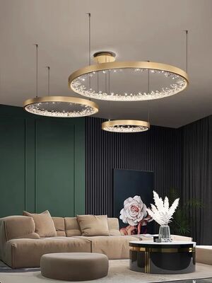 Duplex Stairs Chandelier Modern Luxury Rings Crystal Large Pendant Lamp Luxury Circle Crystal Chandelier(WH-MI-494)