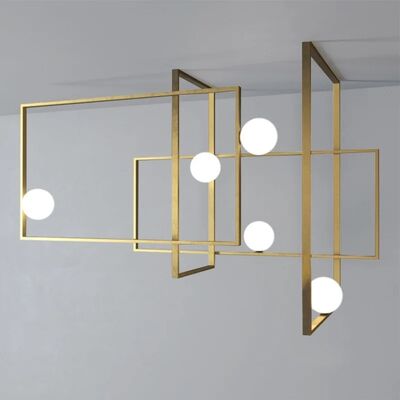 Post modern Rectangles G4 LED pendant light hanging lamp bedside metal Luminarias Mondrian Glass Ceiling Light(WH-MI-497)