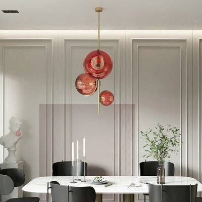 Nordic red glass globe chandelier restaurant shop modern italian design lamp Another Day Chandelier(WH-MI-500)
