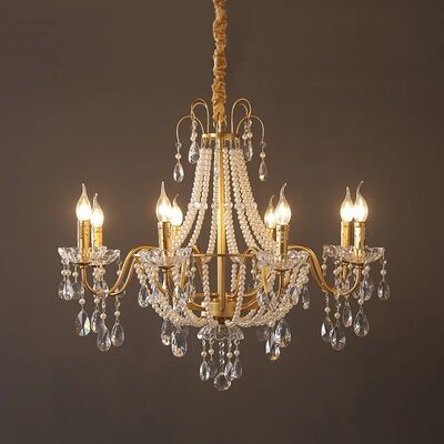 French Retro Style Pearl Chandelier American Crystal Lamp (WH-CY-255)