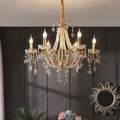French Retro Style Pearl Chandelier American Crystal Lamp (WH-CY-255)
