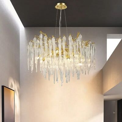 Rectangular Gold Crystal Chandelier Gold Branch Crystal Ceiling Hanging Chandelier (WH-CY-258)