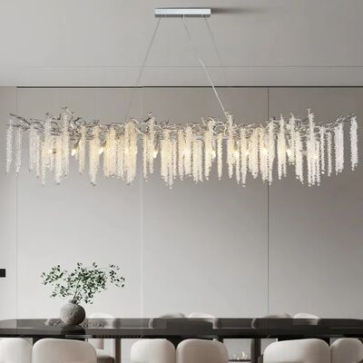 Modern Rectangle Crystal Chandeliers Large for Dining Living Room Silver Long K9 Crystal Chandeliers (WH-CY-260)