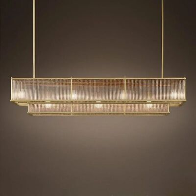 Golden Crystal Chandelier Luxurious Shiny Round Linear Pendant Light (WH-CY-262)