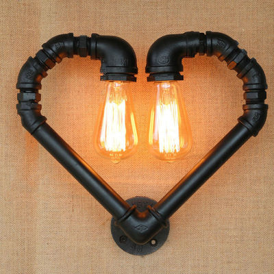 Creative vintage pipe wall light loft edison industry E27 light bar Heart wall lamp (WH-VR-34）