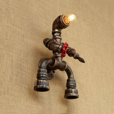 Steam punk wall lamp creative restaurant hall corridor stair iron robot wall light （WH-VR-43）