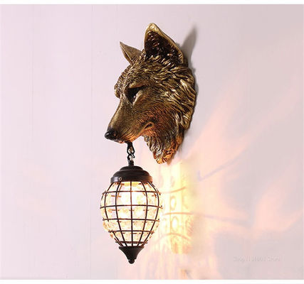 Resin Wolf Wall Lamps Vintage Wall Sconce Light Fixtures for Living Room Bedroom Loft Industrial Lamp (WH-VR-63)