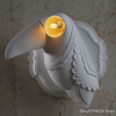 Resin animal wall lamp bedroom bedside lamp living room decor White Ceramic Toucan Wall Light (WH-VR-72)