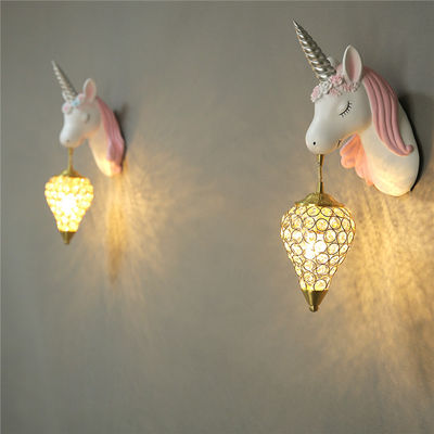 Creative Cartoon Unicorn Lamp Pink Children's Room Decor Unicorn Beside Wall Lamp (WH-VR-73）