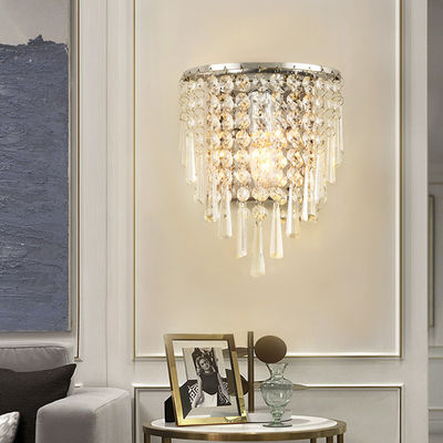 Modern Led Crystal Wall Lamp Tricolor Light Bedside Lamp silver wall light(WH-OR-26)