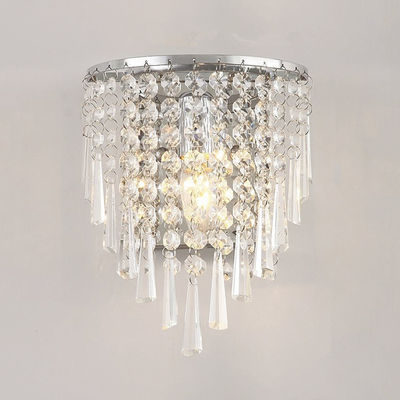 Modern Led Crystal Wall Lamp Tricolor Light Bedside Lamp silver wall light(WH-OR-26)