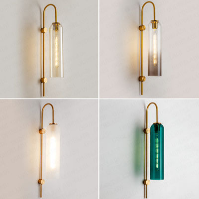 Creative Blue glass Northern Europe tube Hotel prototype room Wall lamp （WH-OR-35）