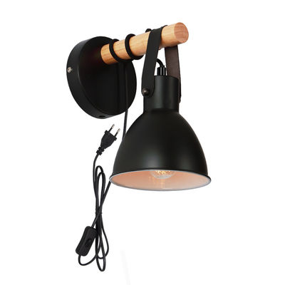 Home Bedroom Walkway Living Room Office Wooden Metal wall light plug in (WH-OR-36)