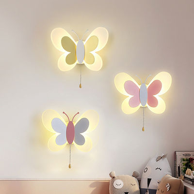 Cartoon Cute Blue Pink Butterfly Wall Lamp Creative Wall Mount LED Light（WH-OR-139)