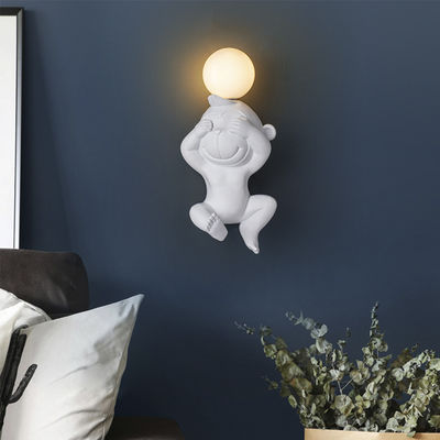 Cute Monkey Bear Mouse Children Room Wall Light with G4 Bulb Resin Doll Wall Light(WH-OR-141)