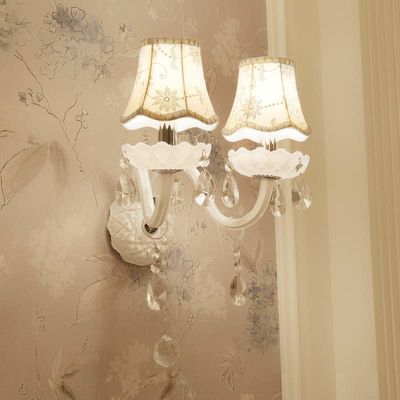 Modern Design LED Luxury Hanging K9 Crystal White Wall Lamps Bedroom Headboard Wall Sconce(WH-OR-162)