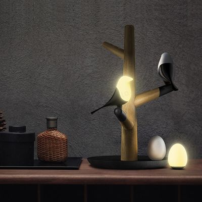 Chinese Style Lucky Bird LED Night Table Lamp Wood Base bird table lamp(WH-MTB-91)