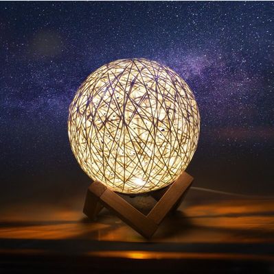 LED small wood cane twine Table Lamps Wicker lamp creative small table lamp(WH-MTB-112)