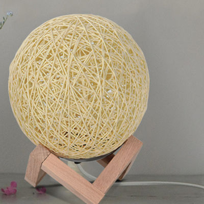 LED small wood cane twine Table Lamps Wicker lamp creative small table lamp(WH-MTB-112)