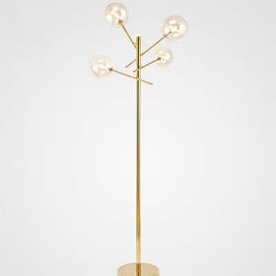 Modern Floor Lamp G4 Amber Glass Floor Lamps Standing Light Glass Shade Metal Base Standing Lamp(WH-MFL-71)