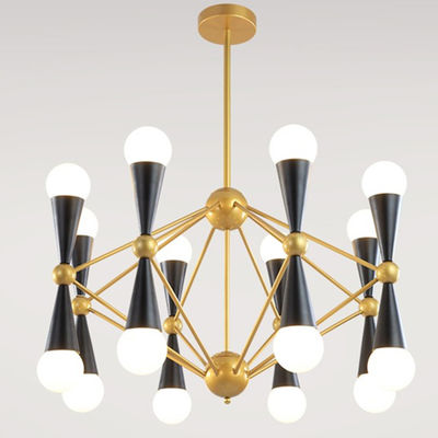 Creative Bean Shape Dual Heads Erected Pipe Caracas 16-Light black chandelier(WH-MI-94)