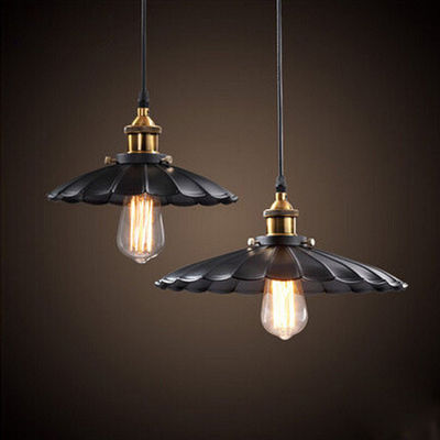 Black Pendant Light with Cord LOFT Creative Metal Umbrella Lamp Industrial plug in chandelier(WH-VP-59)