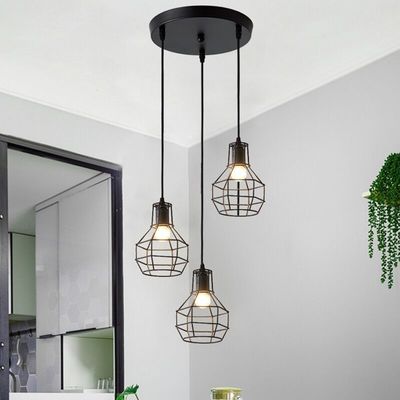 Retro industrial geometric pendant lights iron indoor lighting restaurant coffer black pendant light(WH-VP-61)