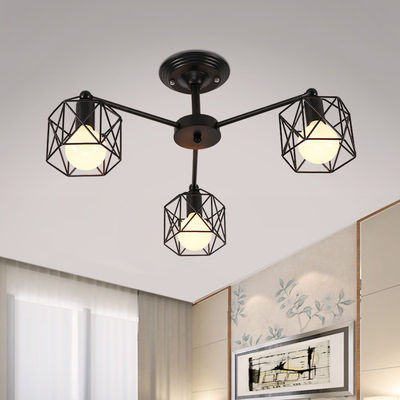 American Iron chandelier Cage Kitchen Bedroom Living Room Home decor black chandelier lighting(WH-VP-64)