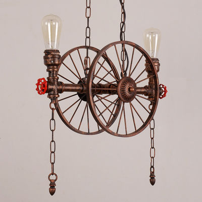 Retro Water Pipe Wheel chandelier Industrial Restaurant Bar light American Iron vintage chandelier(WH-VP-77)