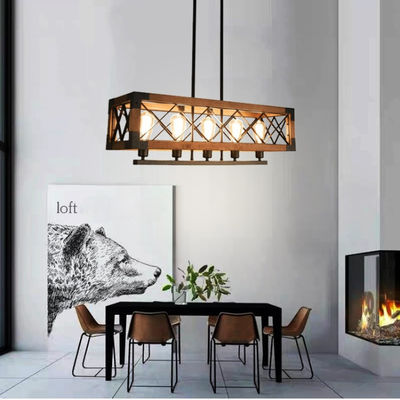 Retro Led Pendant Light American Nordic Loft Wood Pendant Light Indoor industrial decor lamp(WH-VP-82)