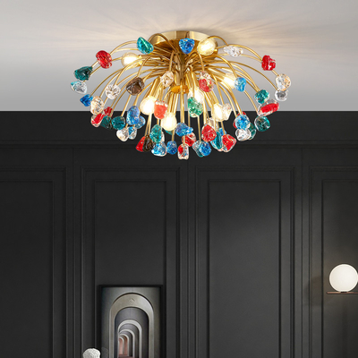 Modern colorful crystal ceiling chandeliers for bedroom living room round Gold ceiling lights(WH-CY-162)